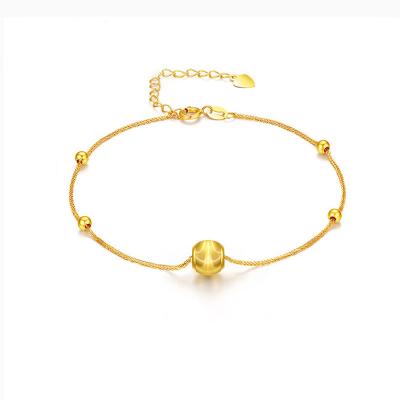 China TRENDY 18k Gold Cat Eye Bead Bracelet Female Transfer Bead AU750 Rose Gold Color Bracelet for sale