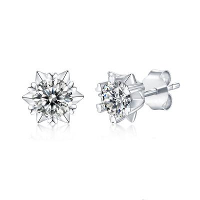 China Romantic Silver Earring S925 Mosan Diamond Six Claws Snow Ear Studs Jewelry Earring S925 Simple Silver Mosan Silver Diamond Earring for sale