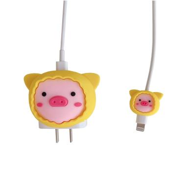 China Cute 3D Silicone/PVC Case Adapter Case Spiral Data Cable Saver Charcoal Winder Protector Usb Charger Cable for sale