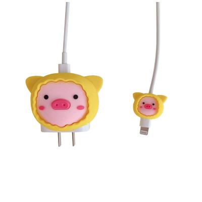 China Cute Silicone/PVC 3D Silicone Case Popular Product Soft Charger Case Charger USB Cable Collar Protector for sale