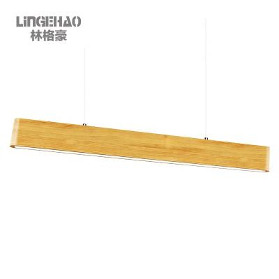 China High Quality CE CCC SAA Certificate Celling Light Modern Solid Wood Wooden Linear Pendant Lamp Office Lighting NC for sale