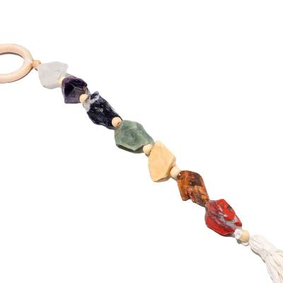 China Wholesale Europe Healing Gemstones Knit 7 Chakra Crystal Amethyst Aventurine Car Hangings Raw For Car Decoration Gift for sale