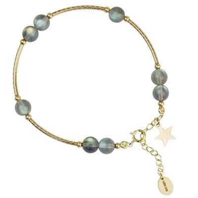 China Wholesale Natural Environmental Friendly Healing Gemstone Beads Star 14K Gold Filled Crystal Gray Moonstone Bracelet For Stretch Jewelry Gifts for sale