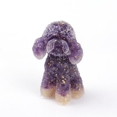 China Wholesale Natural Healing Chips Resin Crystal Chips Europe Gemstone Teddy Dogs For Fengshui Home Decoration Gift for sale