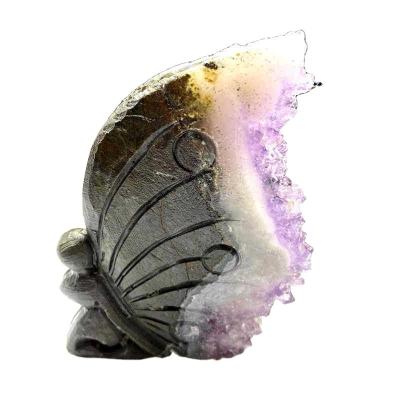 China Wholesale Natural Crystal Amethyst Cluster Owls Women Gemstone Craft Healing Butterfly from Europe for Home Decoration Gift for sale