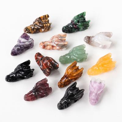 China Wholesale China Mini Natrual Crystal Carving Craft Rose Quartz Obsidian Drargon Heads for Healing Gift Decoration for sale