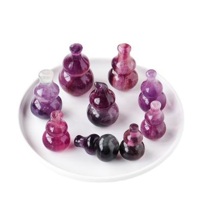 China China Wholesale Natrual Healing Gemstone Carving Crystal Rainbow Fluorite Gourds For Gift Home Decoration for sale