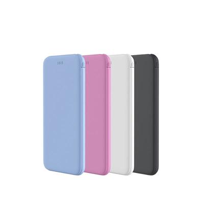 China Promotional Ultra Thin Built-in Size Cable Credit Card Bank 4000 Portable Charging Power Bank With 5000Mah Cable for sale