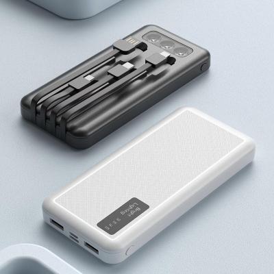 China Builds in 4 Cables Wholesale Portable Builds 4 in Cable Power Bank 10000 Mah Custom Logo Portable Power Bank 10000Mah with LED Light for sale