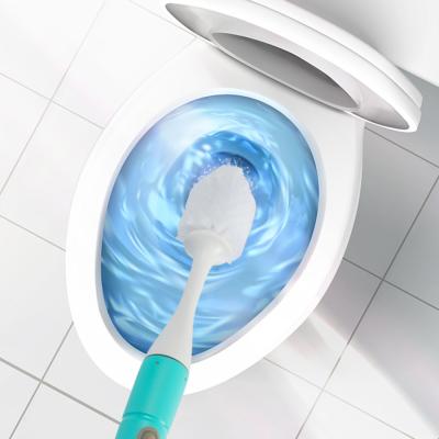 China 2021 Sustainable Household Bathroom Amazon Stand Silicon Plastic Electric Toilet Cleaning Brush for sale