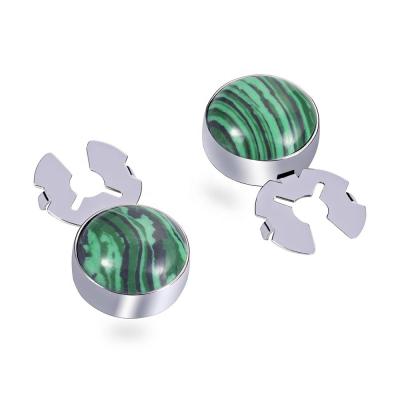 China Natural Custom Malachite Gemstone Button Cover Viable For Men for sale