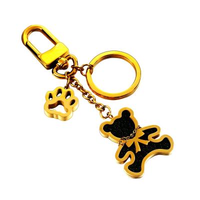 China New PawTag Metal Dog Buckle Fashion Bag Charm Key Chain Key Holder Steel Bear Leather Pendant For Women Men for sale