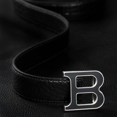 China Letter B Black Enamel Letter B Stainless Steel 316L Leather Belt For Men for sale