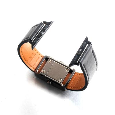 China 2019 Retro Stainless Steel New Product Watch Strap Leather Band For Apple Watch 38mm 40mm for sale