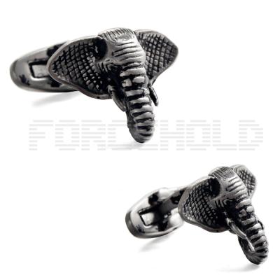 China To Wear Stainless Steel Elephant Design Animal Pattern Customized Silver Cufflink Supplier for sale