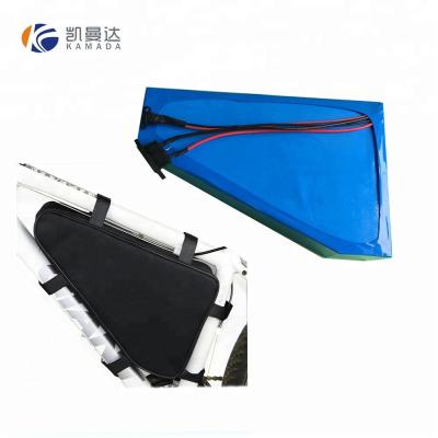 China Ebike/motorcycle/scooter triangle shape lithium ion battery 52v e-bike battery pack for sale