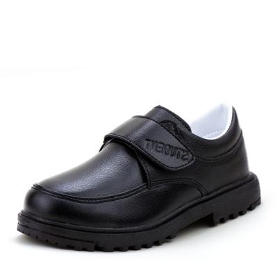 China Round Children School Boy Black Dress Shoe Leather Shoe Back To School Shoe Can Add Custom LOGO for sale