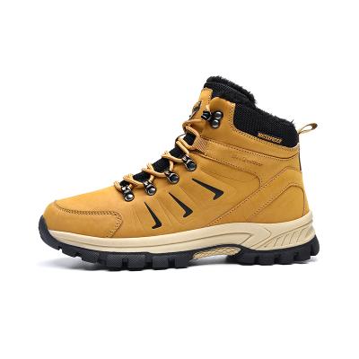 China FUR HOT Men Snow Boots Outdoor Rise Shoes Climbing Boots Microfiber Fur High Quality Leather Warm Snow Boots for sale