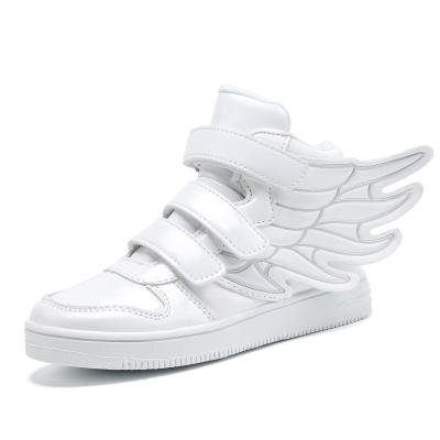 China Kids Wing Skateboard Street Shoes Fashion AJ Round White Shoes For Boy Girl School Shoes Buckle Straps Ankle Boots for sale