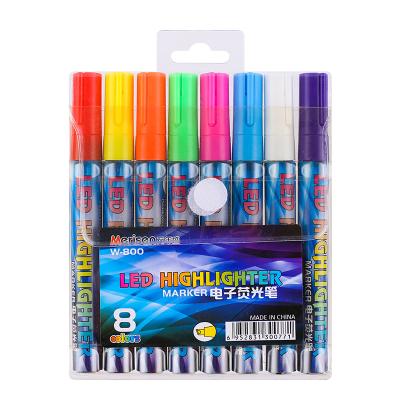 China Promotional Markers & Highlighters 8Colors Highlighter Pen Electronic Highlighter Marker Pen School and Office LED Highlighter Marker Pen Set for sale