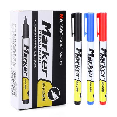 China 3 Colors Marker Pens Oil Based Marker Pens for School and Office Permanent Marker Pen Black Red Blue W-121 for sale