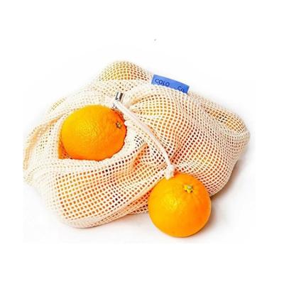 China Eco - Friendly Eco - Friendly Organic Cotton Grocery Mesh Drawstring Shopping Bag For Fruits And Vegetables for sale