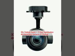 30x Optical Zoom + 3-Axis Stabilization 4K Resolution Network IP Gimbal