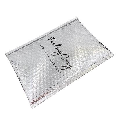 China 15X20 Sliver Glossy Air Bubble Mailer Delivery Packaging Bags Bubble Mailers With Logo for sale