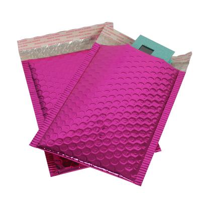 China Rose Red Aluminum Foil Custom Printed Bags Metallic Padded Envelopes Bubble Mailer for sale