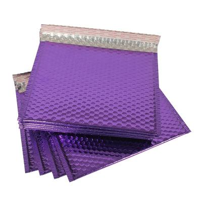 China Low MOQ Customized Color And Size Metallic Bubble Mailer Purple Poly Padded Envelopes Bag for sale