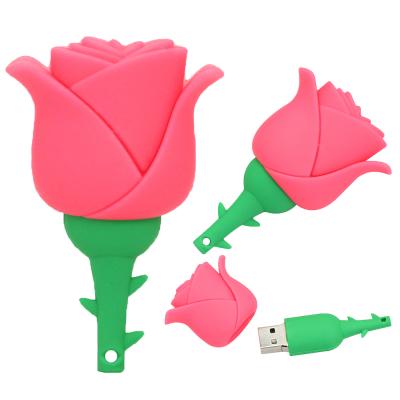 China PVC Rose Flower USB Flash Drive 3.0 OEM Flash Drive 512gb 128gb Thumb Drive Wedding Gifts for sale