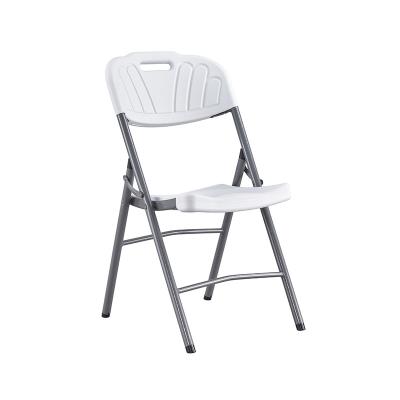 China Foldable Non Slip Wear Resistant Rubber Feet Still Protect Floor Leisure Plastic White Outdoor Public Folding Chair for sale