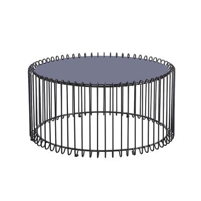 China Other Nordic high end luxury black modern iron coffee table furniture living room design round coffee table for sale