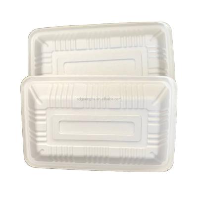 China Food grade/1000ml eco-friendly/disposable white pp plastic disposable meat/vegetable/fruit tray packaging for sale