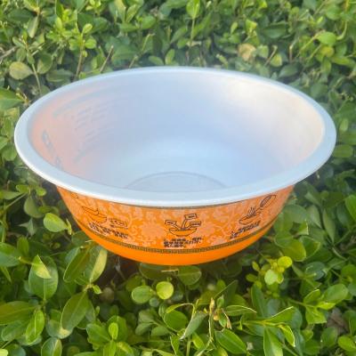 China 40oz/1200ml PP Disposable Yellow Disposable Plastic Noodle/Rice Packing Bowl With Logo Printings for sale