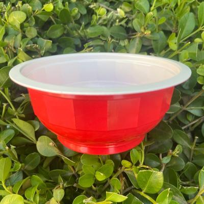 China 100% Food Grade Materials Double Wall PP 320ml Red Disposable Plastic Soup Rice Microwave Packing Bowls for sale