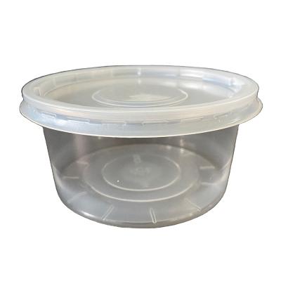 China 12oz/360ml Recyclable Disposable Clear Microwavable Plastic Round Food Grade Grocery Take Out Cups With Lids for sale