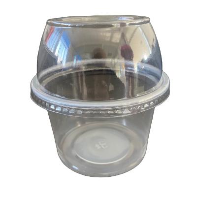 China Disposable Food Grade Stocked PP Take Away Clear 16 Ounce Disposable Plastic Round Ice Cream/Dessert Packing Container With Lid for sale