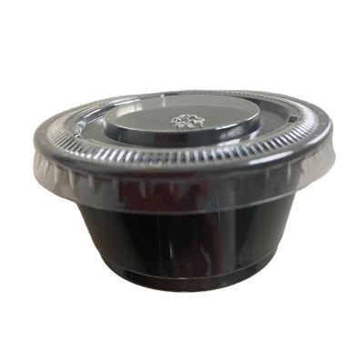 China 2oz/55ml Disposable Eco-Friendly Black Food Grade PP Disposable Plastic Dessert/Salad Party Packing Cups With Clear PET Lid for sale