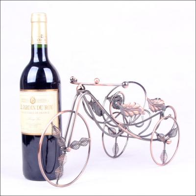 China Creative Viable Art Stand Trolley Iron Red Wine Rack Wine Rack Blacksmith Bike Style for Party Home Decoration for sale