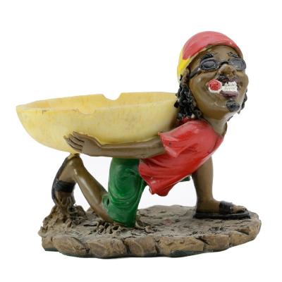 China Hot Selling Resin Courage Round Shape Jamaica Resin Ashtray For Promotion Gift for sale