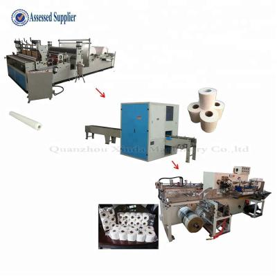 China 1200mm-2800mm Toilet Paper Roll Rewinding Machine Slitter Packing Machine for sale