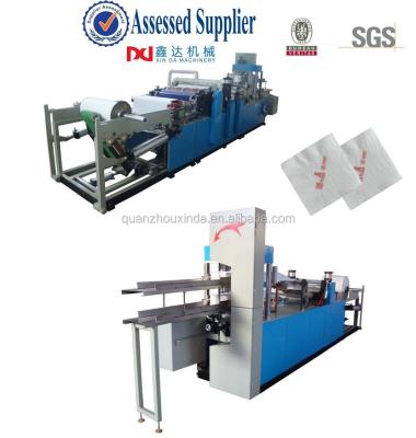 China Unit napkin paper embossing developing machine/Automatic napkin tissue paper color printing 1/4 folding machine for sale