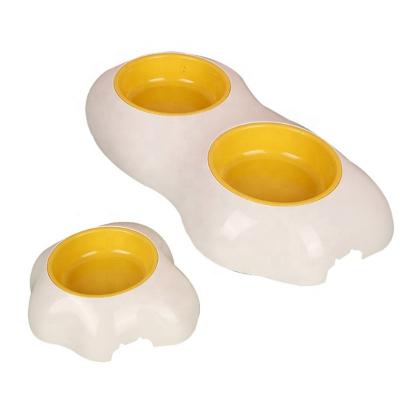 China Wholesale hot sale non-automatic stain plastic dog cat double bowl anti-tipping pet bowl feeding pet for sale