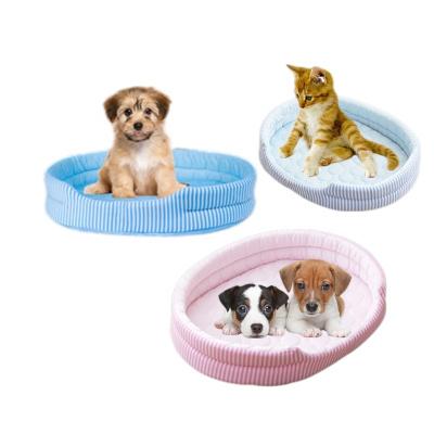 China Washable Luxury Waterproof Pet Bed Silk Ice Mat Cushion Summer Orthopedic Soothing Cooling Dog Couch Sofa Bed for sale