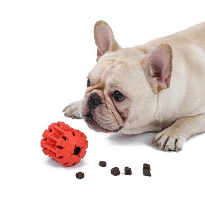 China Viable Leak Resistant Puzzle Dog Food Bite Toy Pet Rubber Ball Leaked Food Dog Toys for sale