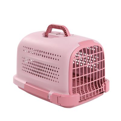 China Pet Breathable Air Box Small Dog Portable Air Travel Air Transport Checked Breathable Box Pet Cages for sale