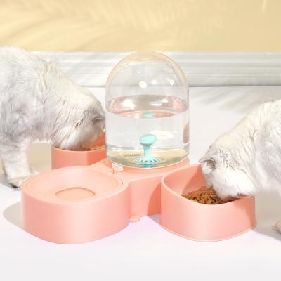 China Stocked Water and Food Bowl Set, 2 in 1 Automatic Dog Bowl Water Dispenser Bottle No-Spill Pet Feeder for Medium Cats or Small Dogs for sale