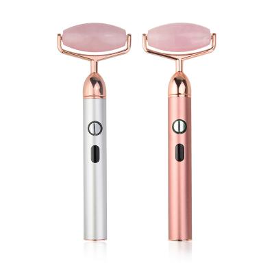 China High End Massager Jade Roller For Face Crystal Vibrating Cellulite Reduction Quartz Massage Roller Face for sale