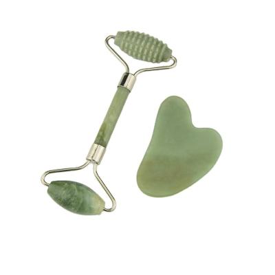 China Anti-Puffiness Green Jade Roller And Guasha Facial Massager for sale